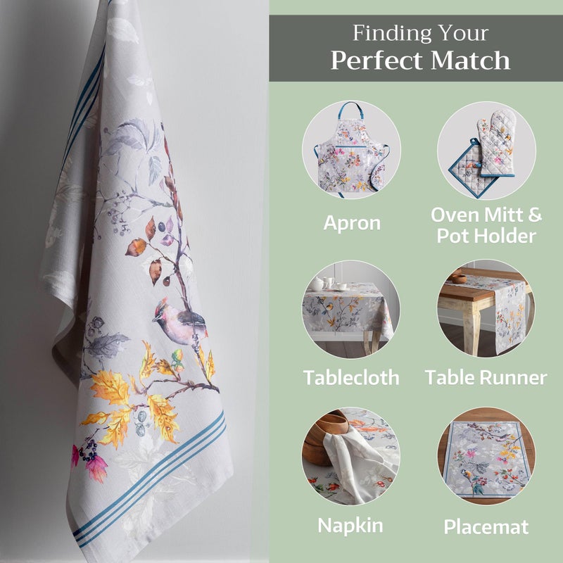 Maison d' Hermine Kitchen Towels Set of 3 100% Cotton 20" x 27.5" Reusable Cloth Tea Dish Towels Absorbent with Hanging Loop for Kitchen Dining Thanksgiving Christmas Decorations (Equinoxe - Grey) - Image 5